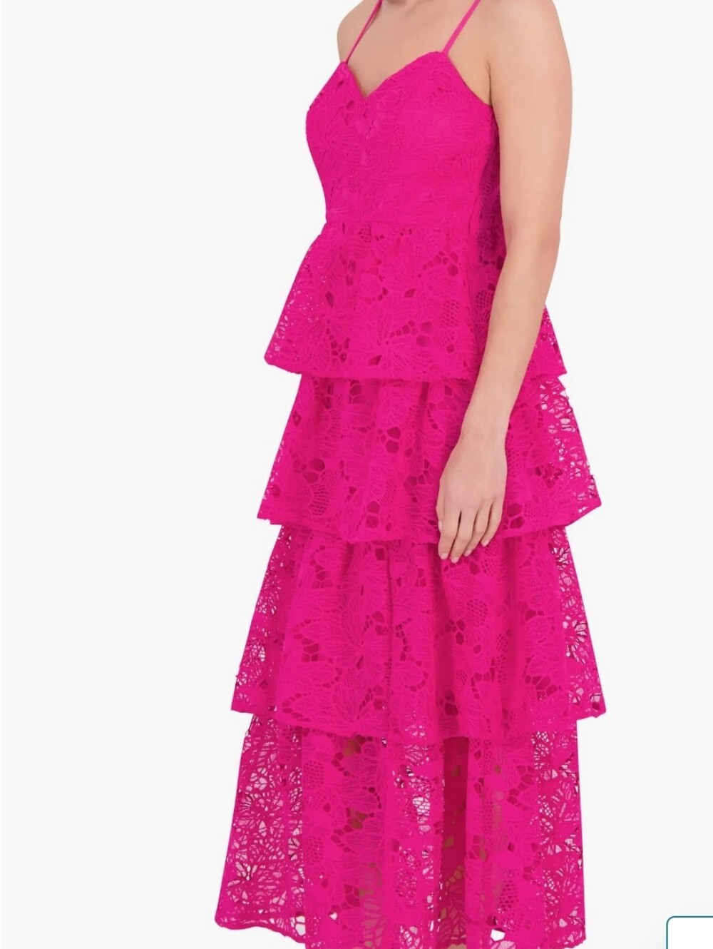 Siena Studio Fuchsia Lace Tiered adjustable-Strap Maxi Dress size 6 new with tag - Picture 2 of 14